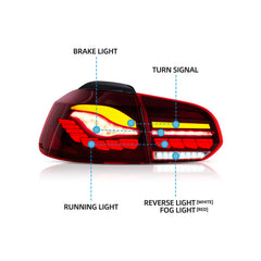 VLAND LED Tail Lights for Volkswagen Golf 6 MK6 2008-2013 (GTS Style)