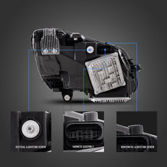 VLAND LED Headlights For 2015-2021 Mercedes Benz C-Class W205 With Blue DRL