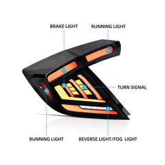 VLAND LED Taillights For 2016-2021 Honda Civic HatchBack with start-up animation