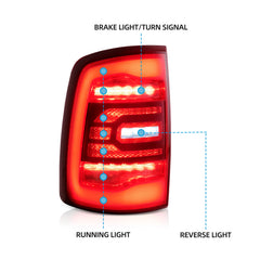 Vland LED Tail Lights For Dodge Ram 4th Gen 09-18 With Red Sequential Turn Signal