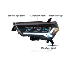 VLAND LED Projector Headlights 2014-2024 For Toyota 4Runner Assembly Sequential Turn Signal