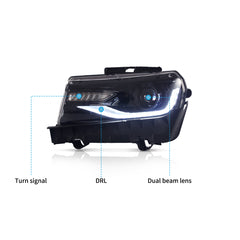 VLAND RGB style LED Headlights For Chevrolet Camaro 2014 2015 Dual Beam Projector Assembly