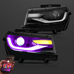 VLAND RGB style LED Headlights For Chevrolet Camaro 2014 2015 Dual Beam Projector Assembly