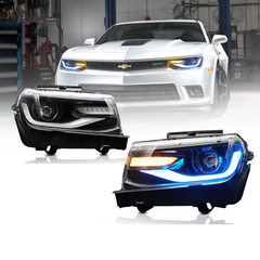 VLAND RGB style LED Headlights For Chevrolet Camaro 2014 2015 Dual Beam Projector Assembly
