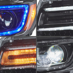 VLAND LED Headlights For 2011-2013 Jeep Grand Cherokee (WK2) W/ Startup Animation Blue DRL