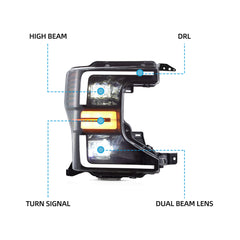 VLAND LED Headlights 2020-2022 For Ford F250 F350 F450 F550 Super Duty Halogen Models