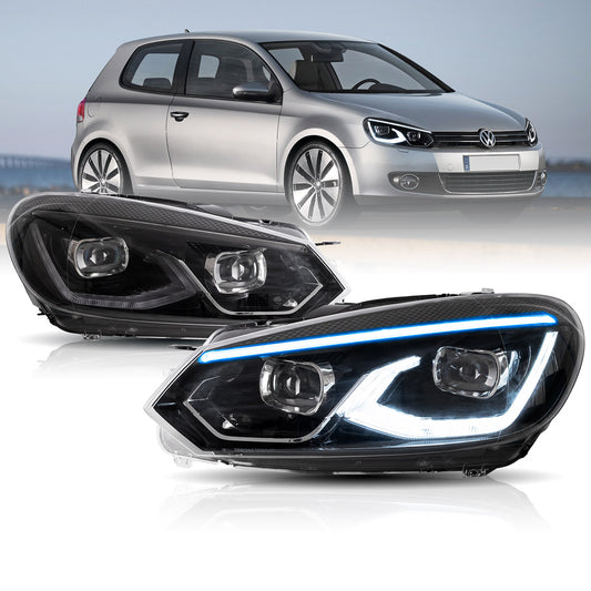 VLAND LED Headlights For 2009-2014 Volkswagen Golf 6 MK6 Dual Beam Projector Aftermarket