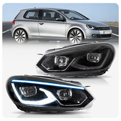 VLAND LED Headlights For 2009-2014 Volkswagen Golf 6 MK6 Dual Beam Projector Aftermarket