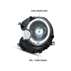 VLAND LED Headlights For 2007-2013 Mini Cooper 2th Gen(R55 R56 R57 R58 R59) With Sequential Indicators