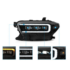 VLAND LED Matrix Projector Headlights For 2016-2023 Toyota Tacoma sequential turn signal