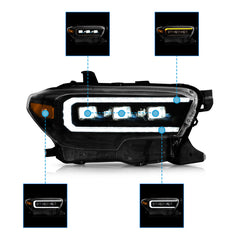 VLAND LED Matrix Projector Headlights For 2016-2023 Toyota Tacoma sequential turn signal