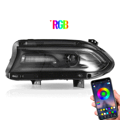 VLAND LED Dual Beam Projector Headlights 2015-2023 For Dodge Charger RGB Style Assembly