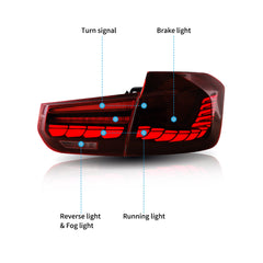 VLAND LED Tail Lights For 2012-2019 BMW 3-Series F30 F35 F80 with Sequential turn signal