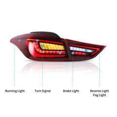 VLAND LED Tail Lights for Hyundai Elantra 2011-2016 With Sequential Turn Signal