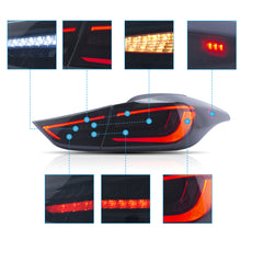 VLAND LED Tail Lights for Hyundai Elantra 2011-2016 With Sequential Turn Signal