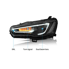 2008-2017 For Mitsubishi Lancer & EVO X VLAND LED Headlights Audi Style