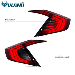 VLAND LED Tail Lights 2016-2018 For Honda Civic 10th Gen 4PCS
