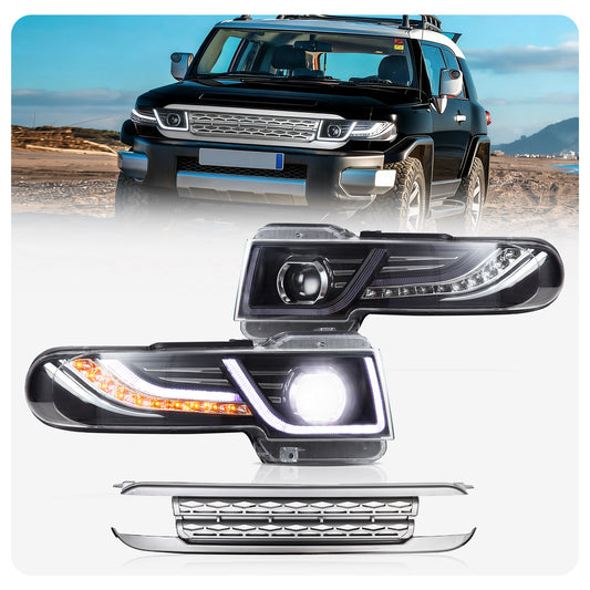 VLAND LED Headlights With Grille for Toyota FJ Cruiser 2006-2022 Land Rover Style
