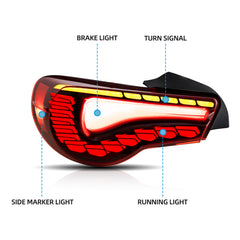 VLAND LED Tail Lights For 2012-2020 Toyota 86 GT86 & Subaru BRZ & Scion FRS [Dragon Style]