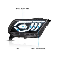 VLAND LED Headlights for Ford Mustang 2010-2014 with Sequential Turn Signals
