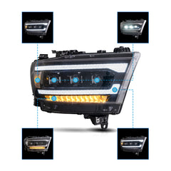 VLAND LED Headlights For Dodge RAM 1500 2019-2024