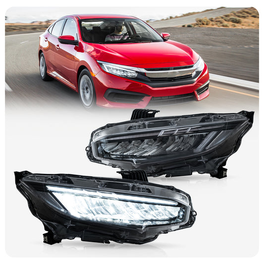 VLAND LED Reflection Bowl  Headlights For Honda Civic 2016-2021
