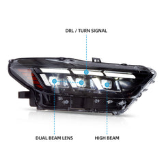 VLAND Headlights For 2015 2016 2017 Ford Mustang (S550)
