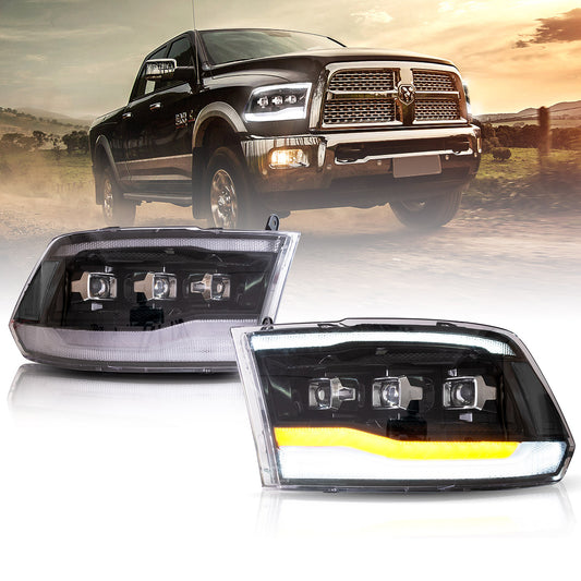 VLAND LED Headlights For 2009-2018 RAM 1500 2500 3500 with start-up blue DRL