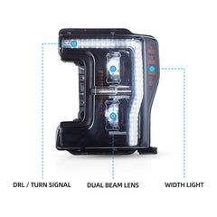 VLAND LED Headlights 2017-2019 For Ford F250 F350 F450 F550 Super Duty