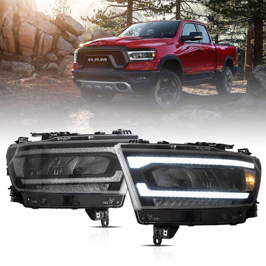 VLAND LED Reflection Bowl Headlights For Dodge RAM 1500 2019-2024
