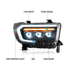 VLAND LED Matrix Headlights For 2007-2013 Toyota Tundra and 2008-2020 Toyota Sequoia