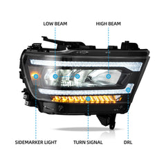 Vland LED Reflection Bowl Headlights Dodge Ram 1500 5th Gen (DT) 2019-2024