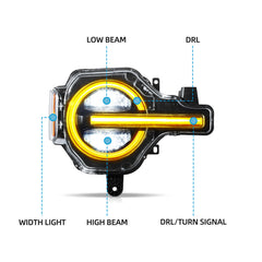 VLAND LED Headlights For Ford Bronco 2021-2026 Assembly With Amber/White DRL Options