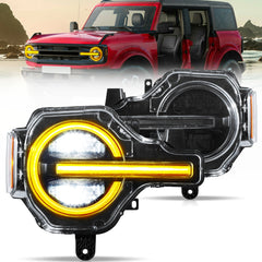 VLAND LED Headlights For Ford Bronco 2021-2026 Assembly With Amber/White DRL Options