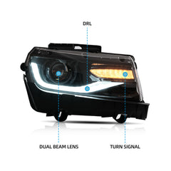 VLAND LED Headlights For Chevrolet  Camaro 2014 2015 Dual Beam Projector Assembly