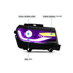 VLAND RGB style LED Headlights For Chevrolet  Camaro 2014 2015 Dual Beam Projector Assembly