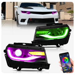 VLAND RGB style LED Headlights For Chevrolet  Camaro 2014 2015 Dual Beam Projector Assembly