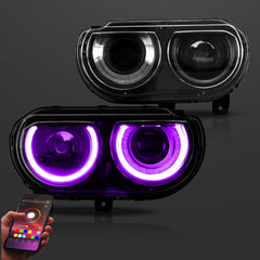 VLAND LED Headlights RGB Style for Dodge Challenger 2008-2014