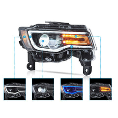 VLAND LED Headlights For 2014-2022 Jeep Grand Cherokee With Startup Animation/ Blue DRL