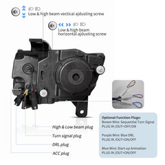 VLAND LED Headlights For 2011-2013 Jeep Grand Cherokee (WK2) W/ Startup Animation Blue DRL