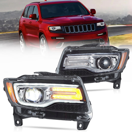 VLAND LED Headlights For 2011-2013 Jeep Grand Cherokee (WK2) W/ Startup Animation Blue DRL