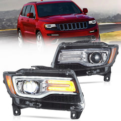 VLAND LED Headlights For 2011-2013 Jeep Grand Cherokee (WK2) W/ Startup Animation Blue DRL
