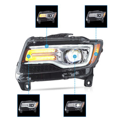 VLAND LED Headlights For 2011-2013 Jeep Grand Cherokee (WK2) W/ Startup Animation Blue DRL