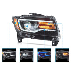 VLAND LED Headlights For 2011-2013 Jeep Grand Cherokee (WK2) W/ Startup Animation Blue DRL
