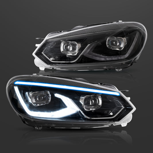 VLAND LED Headlights For 2009-2014 Volkswagen Golf 6 MK6 Dual Beam Projector Aftermarket