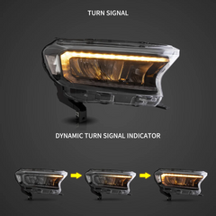 VLAND LED Reflection Bowl Headlights 2019-2023 For Ford Ranger With Sequential Indicators