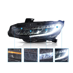 VLAND LED Headlights 2016-2021 For Honda Civic Sedan Hatchback Coupe