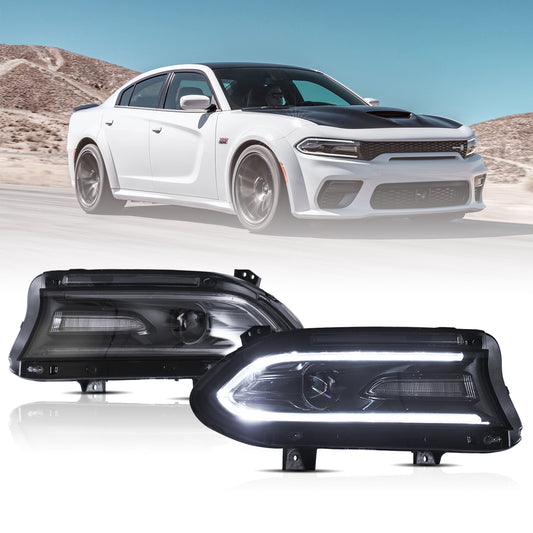 VLAND LED Projector Headlights 2015-2023 For Dodge Charger Dual Beam