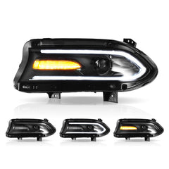 VLAND LED Projector Headlights 2015-2023 For Dodge Charger Dual Beam