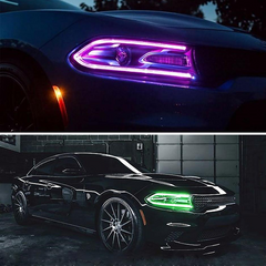 VLAND LED Dual Beam Projector Headlights 2015-2023 For Dodge Charger RGB Style Assembly